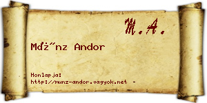 Münz Andor névjegykártya
